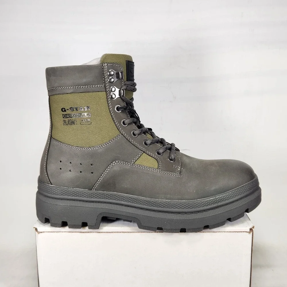 G-Star RAW Arron Lace Mid M Boots Mens Size 8 Grey Olive Combat Tactical